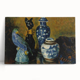 Modern Wall Art - Still Life with Blue Figurines and Bold Contrast