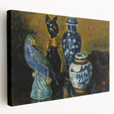 Modern Wall Art - Still Life with Blue Figurines and Bold Contrast