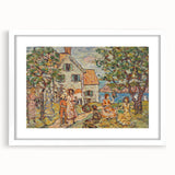 Modern Wall Art - Vibrant Coastal Scene with Houses and Figures