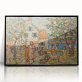 Modern Wall Art - Vibrant Coastal Scene with Houses and Figures
