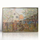 Modern Wall Art - Vibrant Coastal Scene with Houses and Figures