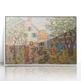 Modern Wall Art - Vibrant Coastal Scene with Houses and Figures