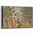Modern Wall Art - Vibrant Coastal Scene with Houses and Figures