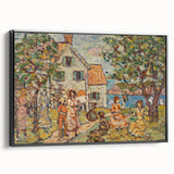 Modern Wall Art - Vibrant Coastal Scene with Houses and Figures