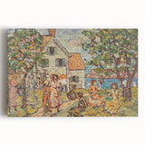 Modern Wall Art - Vibrant Coastal Scene with Houses and Figures