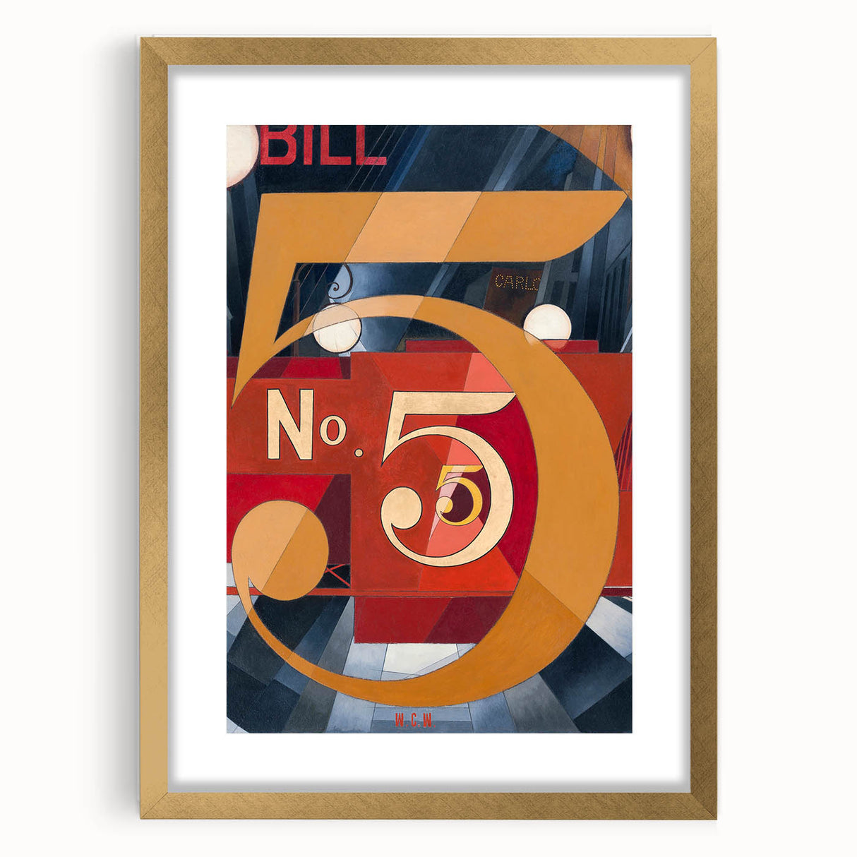 Modern Wall Art - Abstract Gold and Red Geometric Typography Design