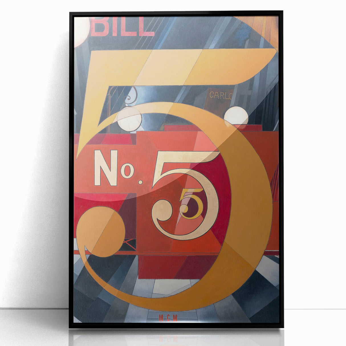 Modern Wall Art - Abstract Gold and Red Geometric Typography Design