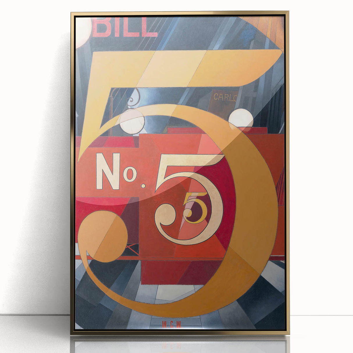 Modern Wall Art - Abstract Gold and Red Geometric Typography Design