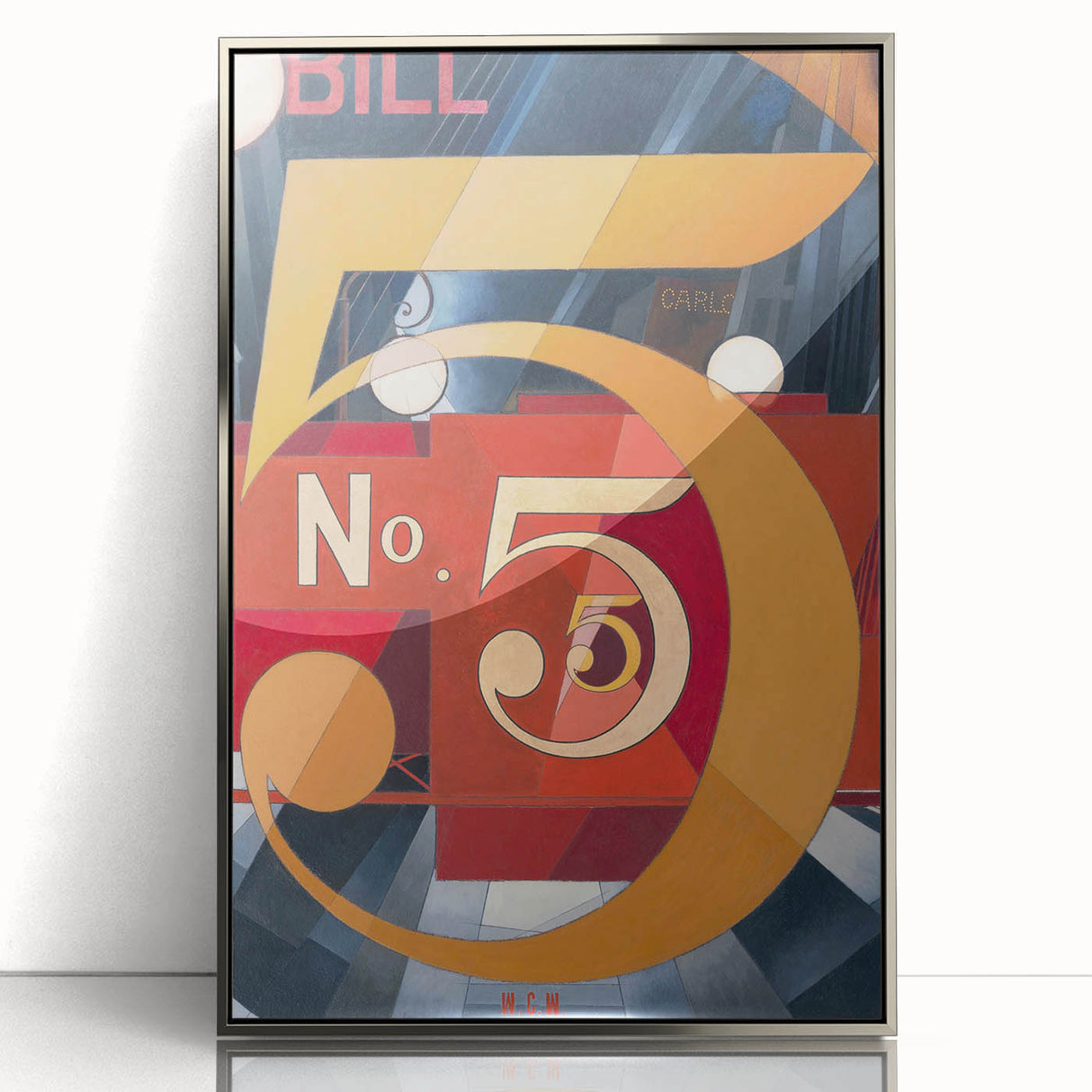 Modern Wall Art - Abstract Gold and Red Geometric Typography Design