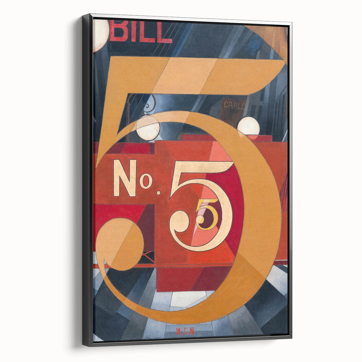 Modern Wall Art - Abstract Gold and Red Geometric Typography Design