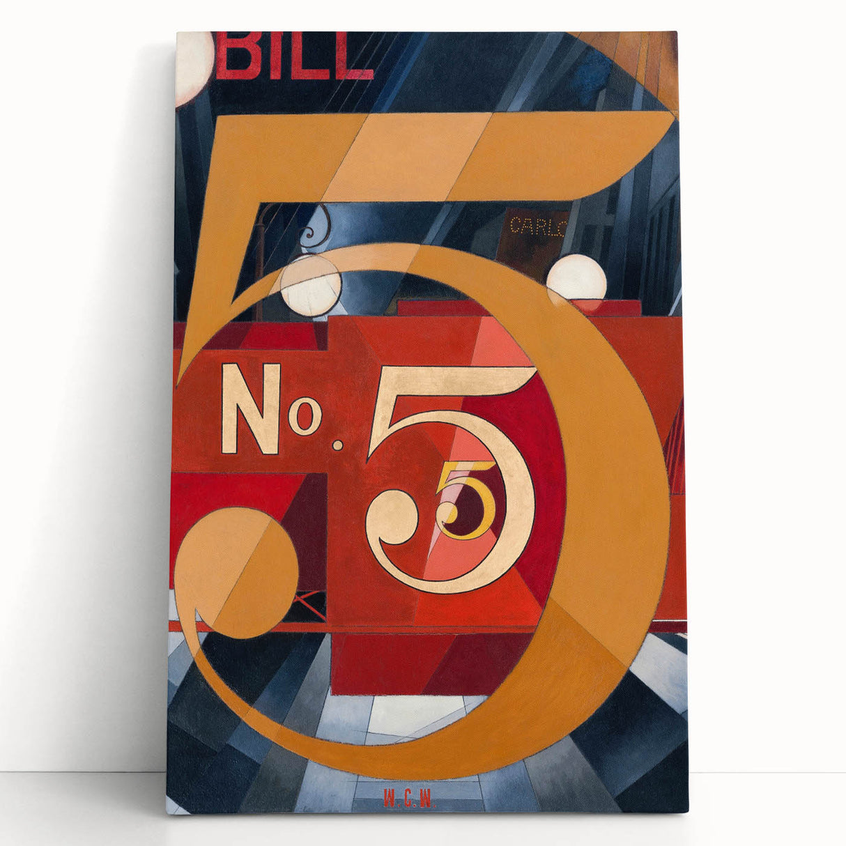 Modern Wall Art - Abstract Gold and Red Geometric Typography Design