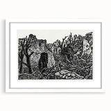 Modern Wall Art - Black and White Depiction of Urban Devastation
