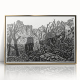 Modern Wall Art - Black and White Depiction of Urban Devastation