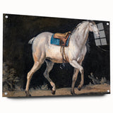 Modern Wall Art - Saddled Gray Horse in Motion