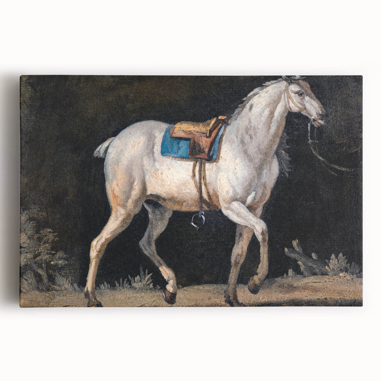 Modern Wall Art - Saddled Gray Horse in Motion