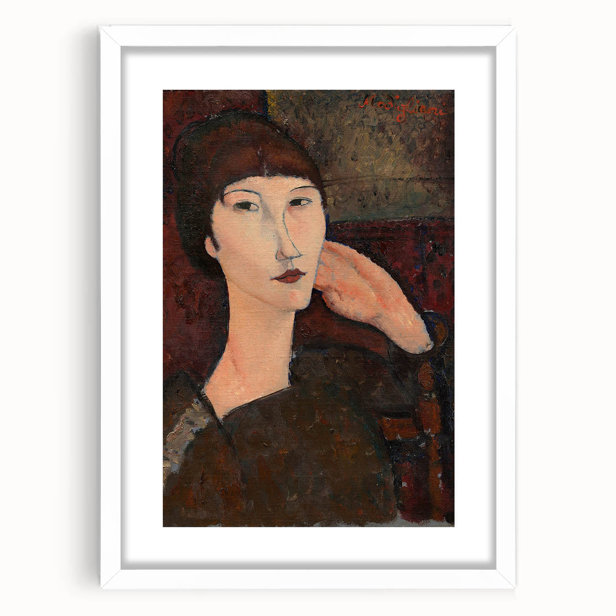 Modern Wall Art - Elegant Abstract Portrait of a Woman with Bangs