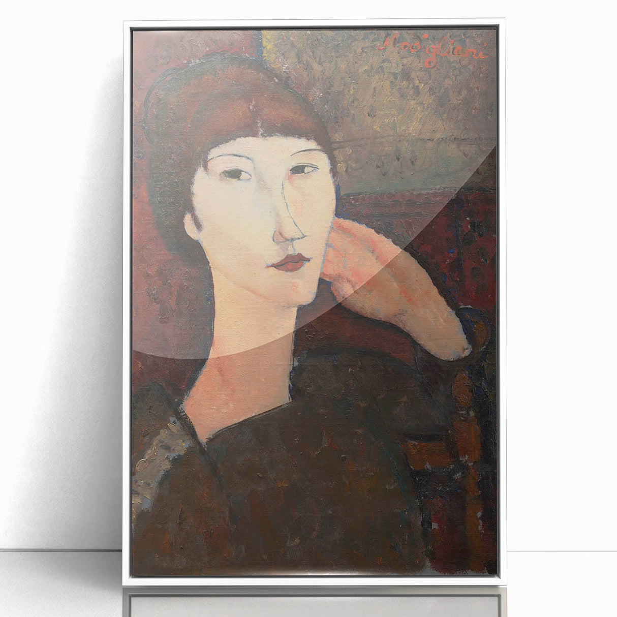 Modern Wall Art - Elegant Abstract Portrait of a Woman with Bangs
