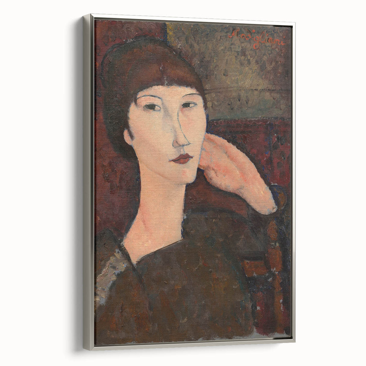 Modern Wall Art - Elegant Abstract Portrait of a Woman with Bangs