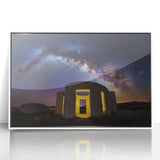 Framed acrylic artwork showcasing a picturesque landscape with a majestic castle, set against a serene sky, ideal for home decor enthusiasts seeking elegant wall art.