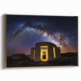 Framed canvas artwork depicting a stunning landscape with a castle, featuring a gold border and showcasing vibrant colors, ideal for elegant home decor.