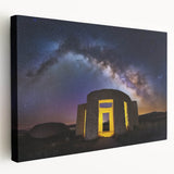 Stretched canvas artwork showcasing a serene landscape with a majestic castle, surrounded by lush greenery and a vibrant sky, perfect for home decor enthusiasts.