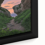 Framed canvas artwork showcasing a vibrant cave landscape with intricate details and rich colors, perfect for enhancing home decor or art collection.