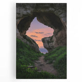 Stretched canvas artwork depicting majestic landscapes with caves, showcasing vibrant colors and intricate details, perfect for enhancing home decor and creating a serene ambiance.