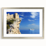 Framed landscape artwork showcasing stunning cliffs in a silver mat, perfect for home decor. Ideal for adding a touch of elegance to any room.