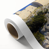 Stunning rolled canvas artwork depicting dramatic cliffs and serene landscapes, featuring vibrant colors and intricate details, perfect for home decor.