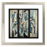 Modern Abstract Triptych Wall Art – Blue & Beige Living Room Art