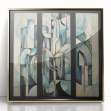 Modern Abstract Triptych Wall Art – Blue & Beige Living Room Art
