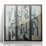Modern Abstract Triptych Wall Art – Blue & Beige Living Room Art