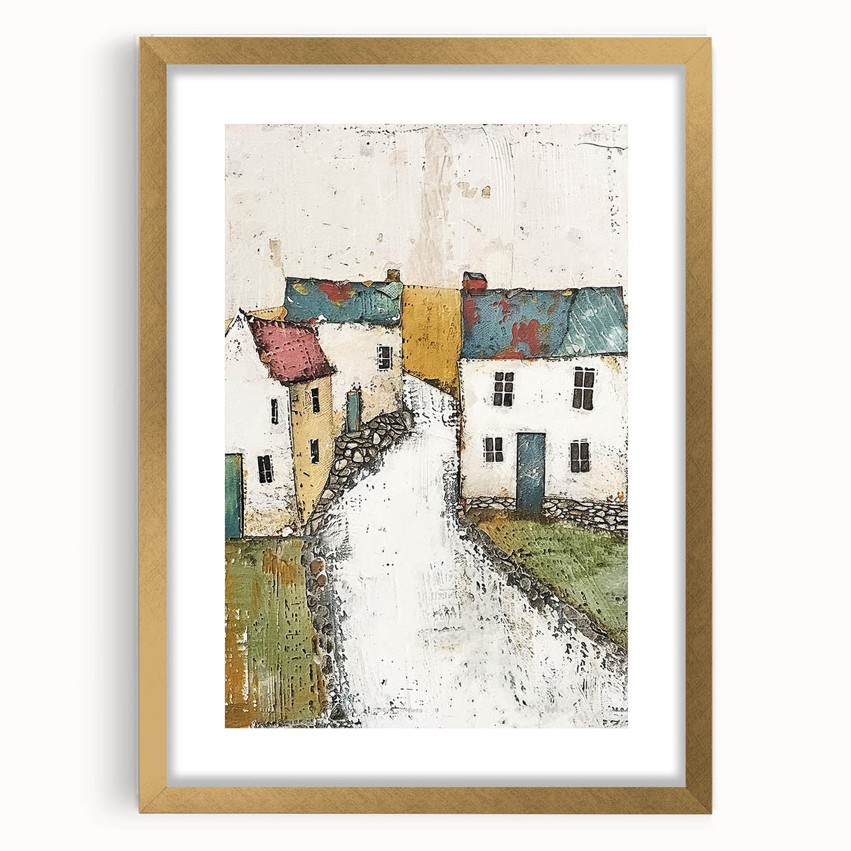 Abstract architecture wall art framed in gold, showcasing geometric shapes and lines with a modern aesthetic, perfect for contemporary home decor. This piece adds a touch of elegance and sophistication to any room, blending artistic expression with architectural inspiration.