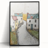 Framed abstract architecture wall art in a sleek black acrylic frame, showcasing geometric shapes and modern design elements, ideal for contemporary home decor.