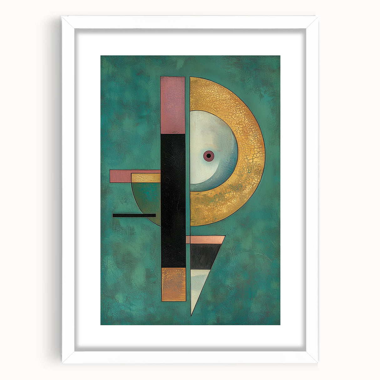 Abstract geometric frame in white with a mat, showcasing a modern design suitable for contemporary decor. Ideal for displaying artwork or photographs.
