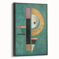 Framed abstract geometric canvas artwork showcasing bold black lines and shapes, viewed from the side, ideal for modern home decor and art enthusiasts.