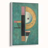 Abstract geometric framed canvas artwork showcasing a modern white design, viewed from the side, highlighting its sleek edges and minimalist aesthetic, perfect for contemporary home decor.