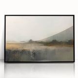 Framed abstract landscape wall art with a black frame and acrylic finish, showcasing vibrant colors and fluid shapes, ideal for modern home decor. Perfect for adding a contemporary touch to living spaces or offices.