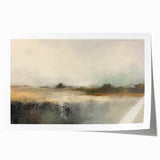 Abstract landscape wall art print showcasing vibrant hues of blue, orange, and green, rolled and ready for framing, perfect for modern home decor.