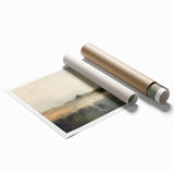 Abstract landscape wall art print showcasing vibrant colors and flowing shapes, rolled for convenient shipping, perfect for modern home decor enhancement.