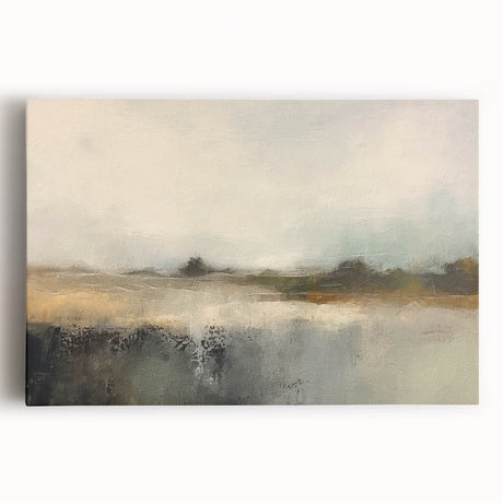 Abstract landscape wall art on stretched canvas, showcasing vibrant colors and fluid shapes, perfect for modern home decor and artistic enhancement.