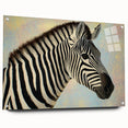Acrylic glass artwork showcasing a vibrant animal design, viewed from the side, with decorative pins for mounting. Ideal for modern home decor enthusiasts seeking unique, eye-catching pieces.