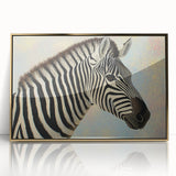 Framed acrylic wall art featuring a vibrant depiction of various animals in gold accents, set against a striking background, perfect for modern decor in living spaces.