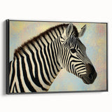 Framed canvas art showcasing a vibrant animal design in a black frame, highlighting intricate details and colors, ideal for modern decor and wildlife enthusiasts.