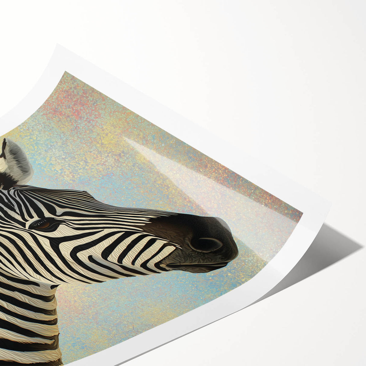 Rolled canvas print showcasing a vibrant design of various stylized animals, featuring intricate patterns and colors, ideal for enhancing home decor in an artistic setting.