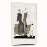 Elegant Art Deco Wall Art - Two Fashionable Women and Dog Illustration