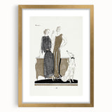 Elegant Art Deco Wall Art - Two Fashionable Women and Dog Illustration