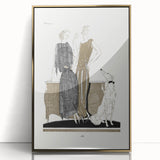 Elegant Art Deco Wall Art - Two Fashionable Women and Dog Illustration