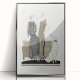 Elegant Art Deco Wall Art - Two Fashionable Women and Dog Illustration