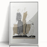 Elegant Art Deco Wall Art - Two Fashionable Women and Dog Illustration